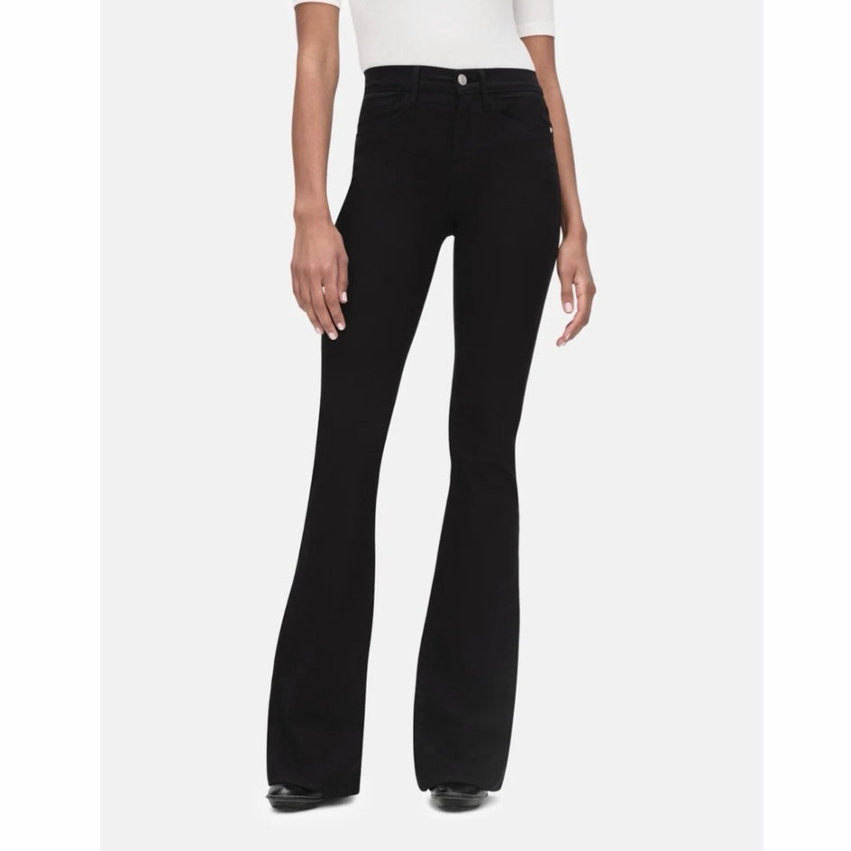 Frame Le High Flare Jeans Film Noir Black Stretch Denim Women’s 27 Euc